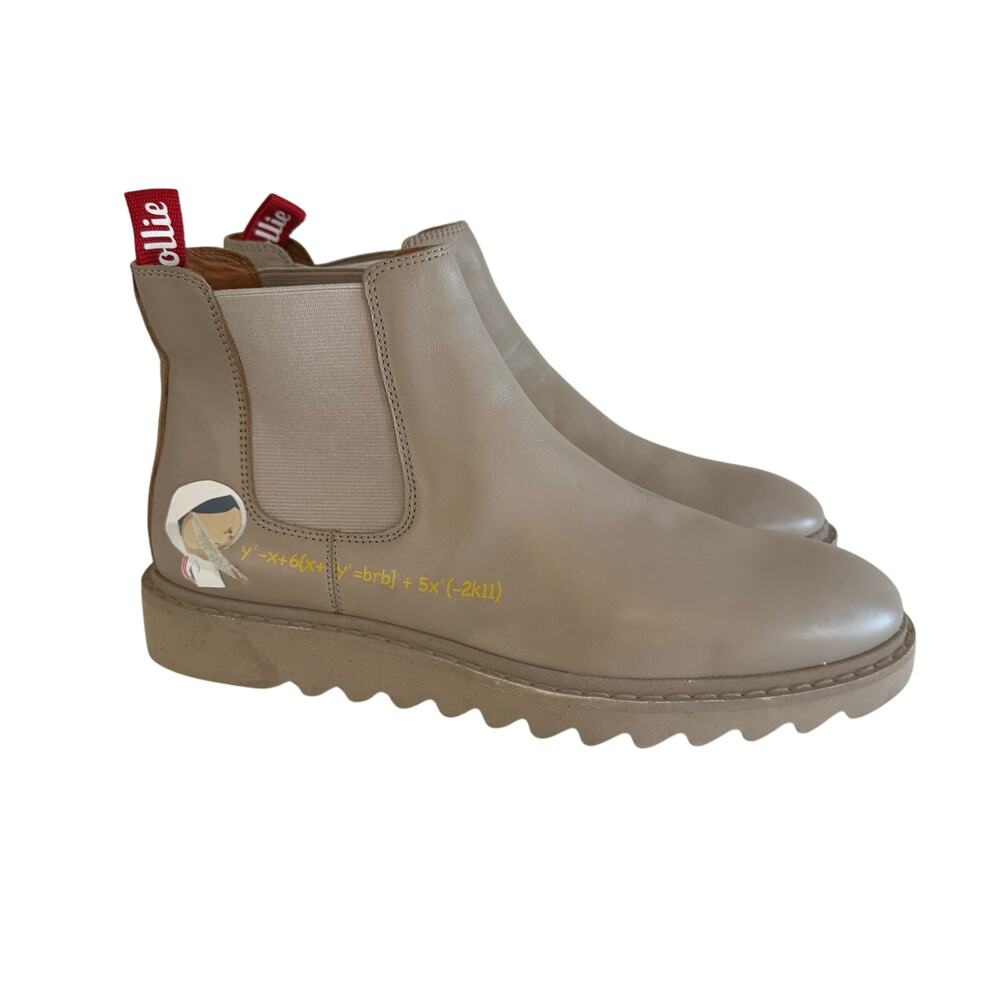 Rollie Chelsea Thug Life Ankle Boots Womens 11.5 Beige Leather Wedge Pull On
